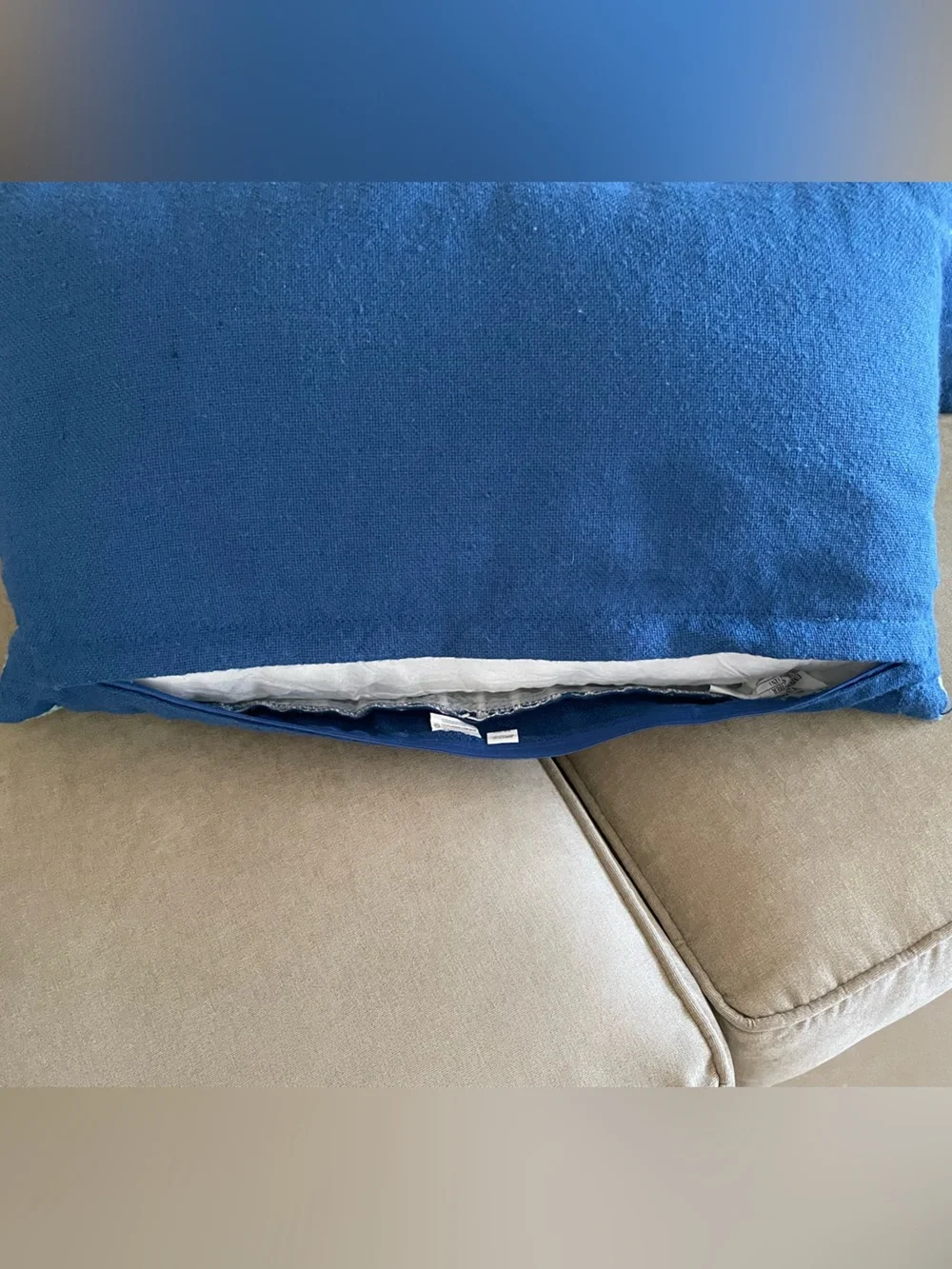 World Market Blue Woven Stripe Indoor Outdoor Lumbar Pillow - Set of Two